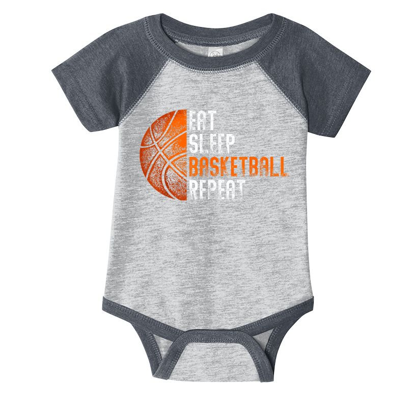 Eat Sleep Basketball Repeat Adults Basketball Infant Baby Jersey Bodysuit