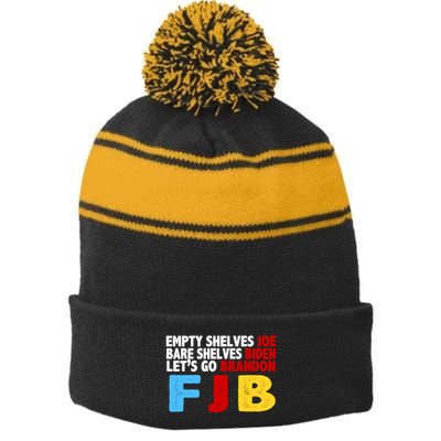 Empty Shelves Bare Shelves Let's Go Brandon Stripe Pom Pom Beanie