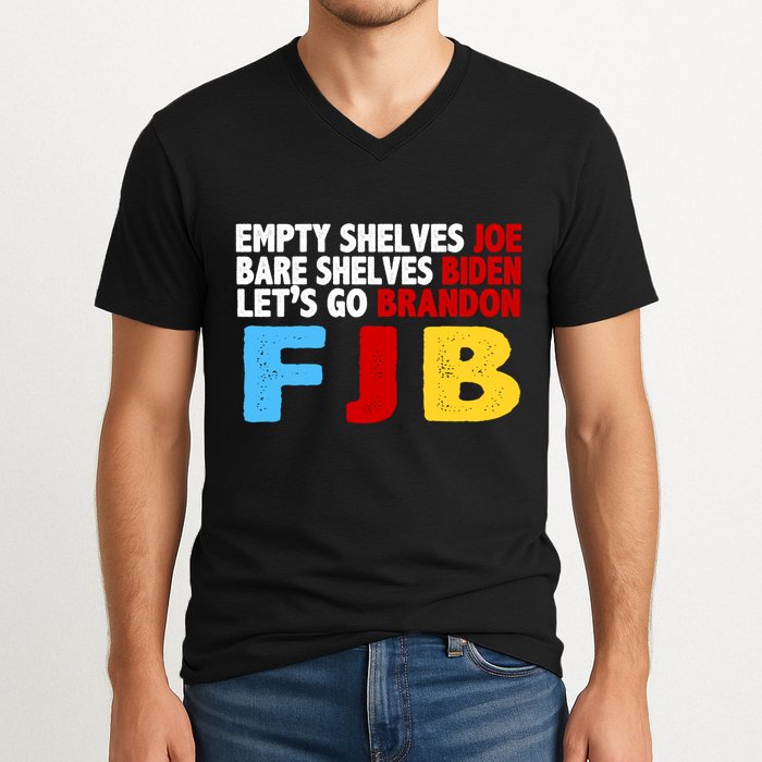 Empty Shelves Bare Shelves Let's Go Brandon V-Neck T-Shirt