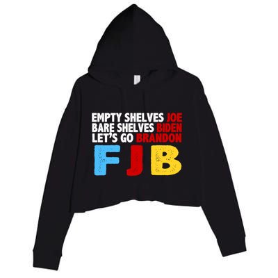 Empty Shelves Bare Shelves Let's Go Brandon Crop Fleece Hoodie