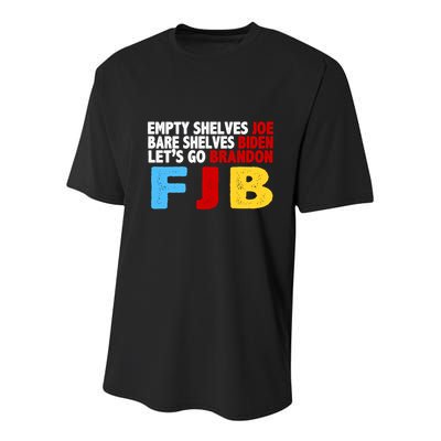 Empty Shelves Bare Shelves Let's Go Brandon Youth Performance Sprint T-Shirt