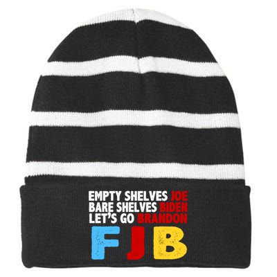 Empty Shelves Bare Shelves Let's Go Brandon Striped Beanie with Solid Band