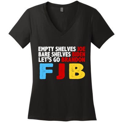 Empty Shelves Bare Shelves Let's Go Brandon Women's V-Neck T-Shirt