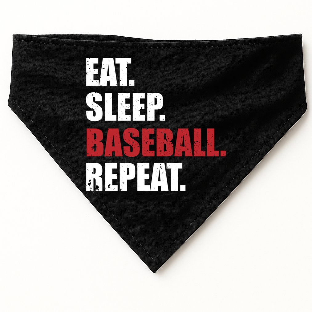 Eat Sleep Baseball Repeat Gift USA-Made Doggie Bandana