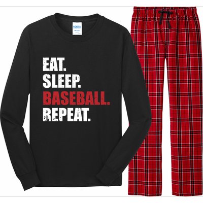 Eat Sleep Baseball Repeat Gift Long Sleeve Pajama Set