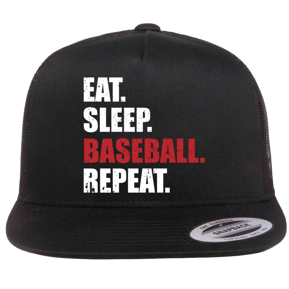Eat Sleep Baseball Repeat Gift Flat Bill Trucker Hat