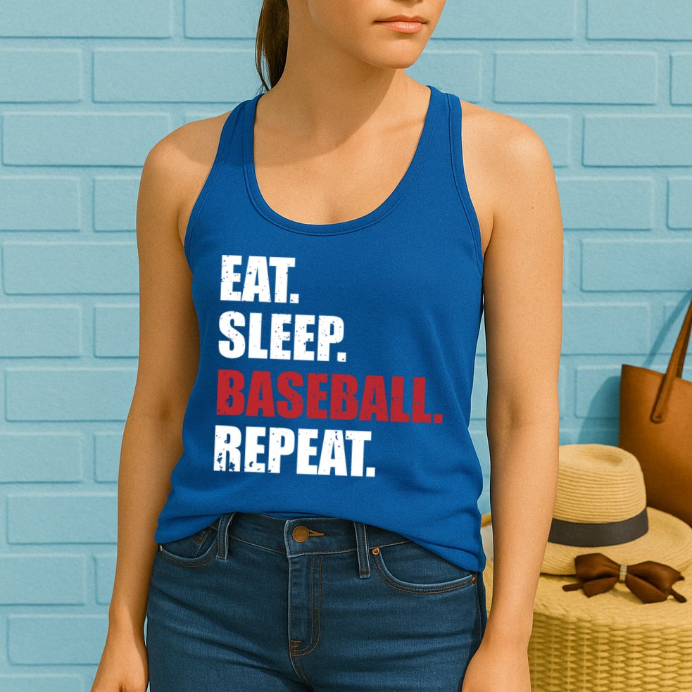 Eat Sleep Baseball Repeat Gift Womens Tank Top