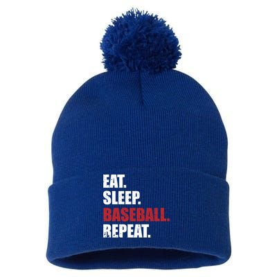 Eat Sleep Baseball Repeat Gift Pom Pom 12in Knit Beanie