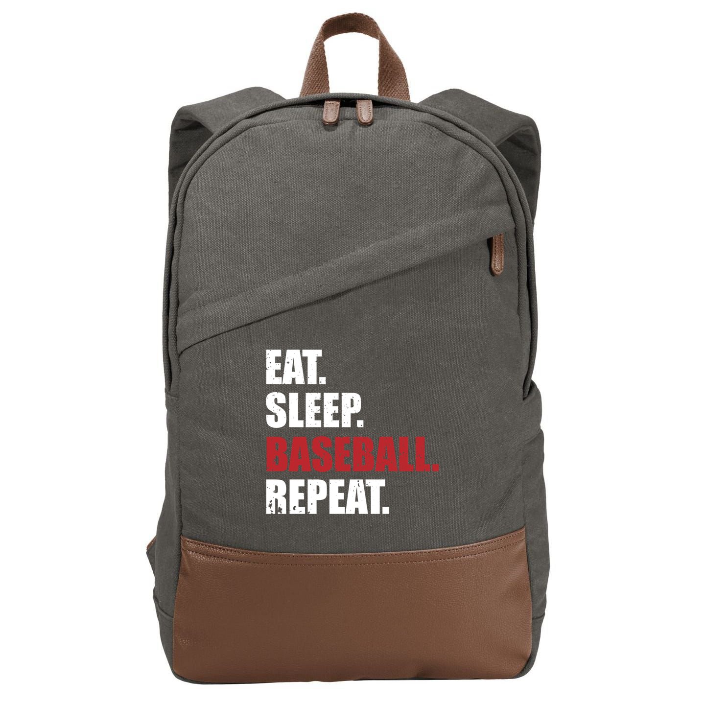 Eat Sleep Baseball Repeat Gift Cotton Canvas Backpack