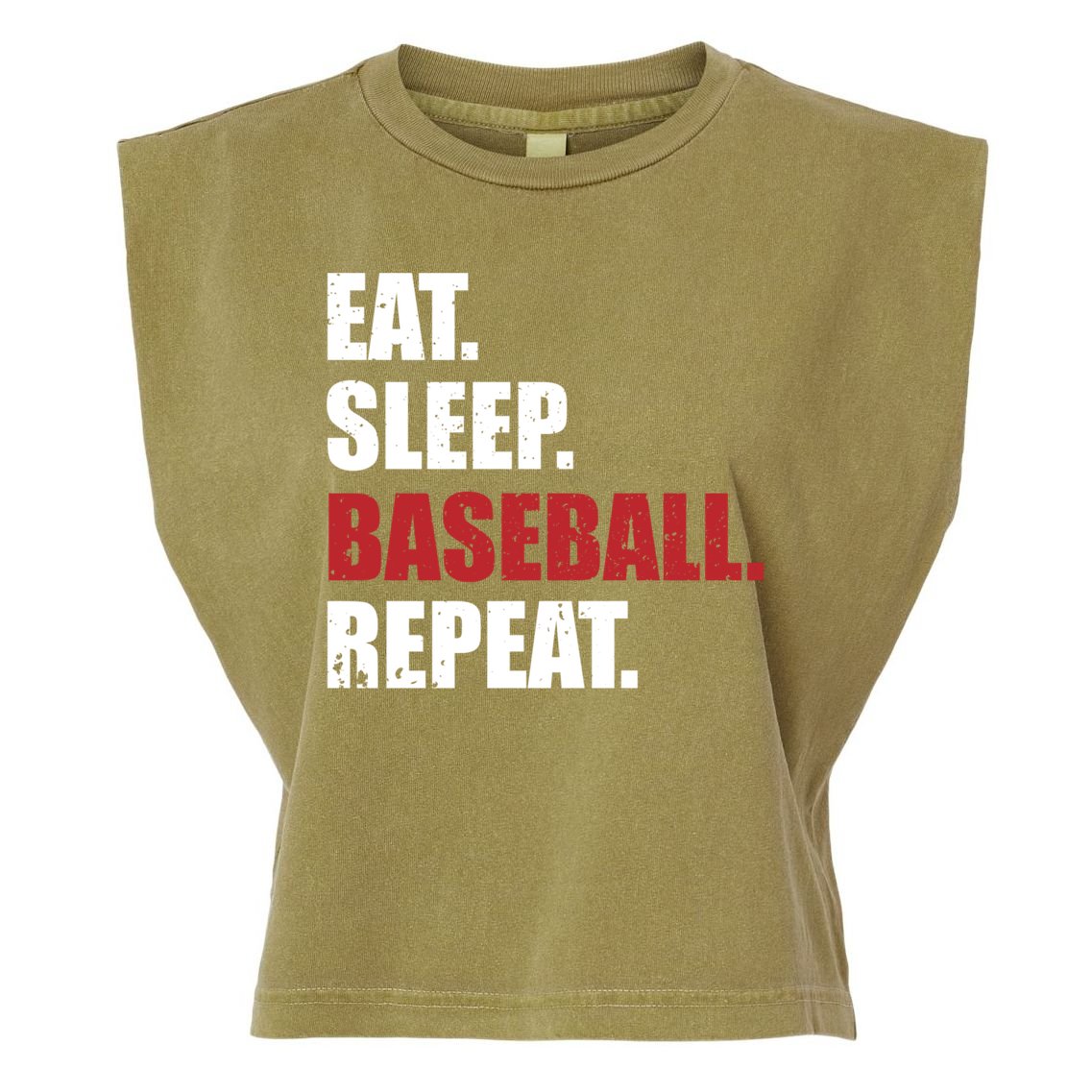 Eat Sleep Baseball Repeat Gift Garment-Dyed Women's Muscle Tee