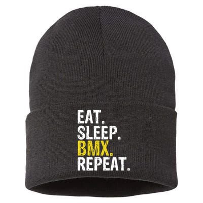 Eat Sleep Bmx Repeat Gift Sustainable Knit Beanie