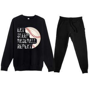 Eat Sleep Baseball Repeat Baseball Player Baseball Premium Crewneck Sweatsuit Set