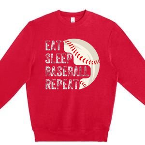 Eat Sleep Baseball Repeat Baseball Player Baseball Premium Crewneck Sweatshirt