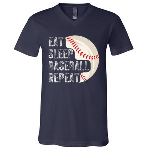 Eat Sleep Baseball Repeat Baseball Player Baseball V-Neck T-Shirt