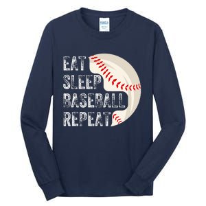 Eat Sleep Baseball Repeat Baseball Player Baseball Tall Long Sleeve T-Shirt