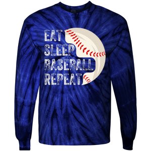 Eat Sleep Baseball Repeat Baseball Player Baseball Tie-Dye Long Sleeve Shirt