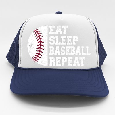 Eat Sleep Baseball Repeat Baseball Player Funny Baseball Trucker Hat