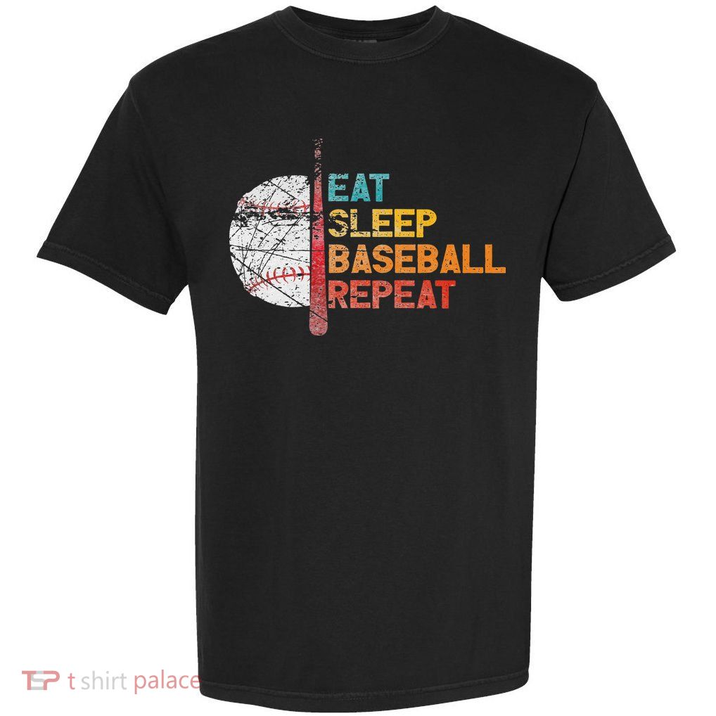 Eat Sleep Baseball Repeat retro vintage baseball player fun Garment-Dyed Heavyweight T-Shirt