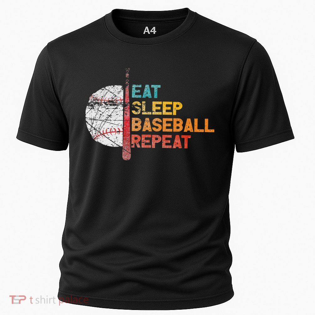 Eat Sleep Baseball Repeat retro vintage baseball player fun Performance Shirt