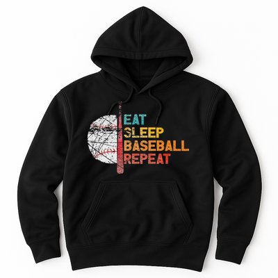 Eat Sleep Baseball Repeat retro vintage baseball player fun Hoodie