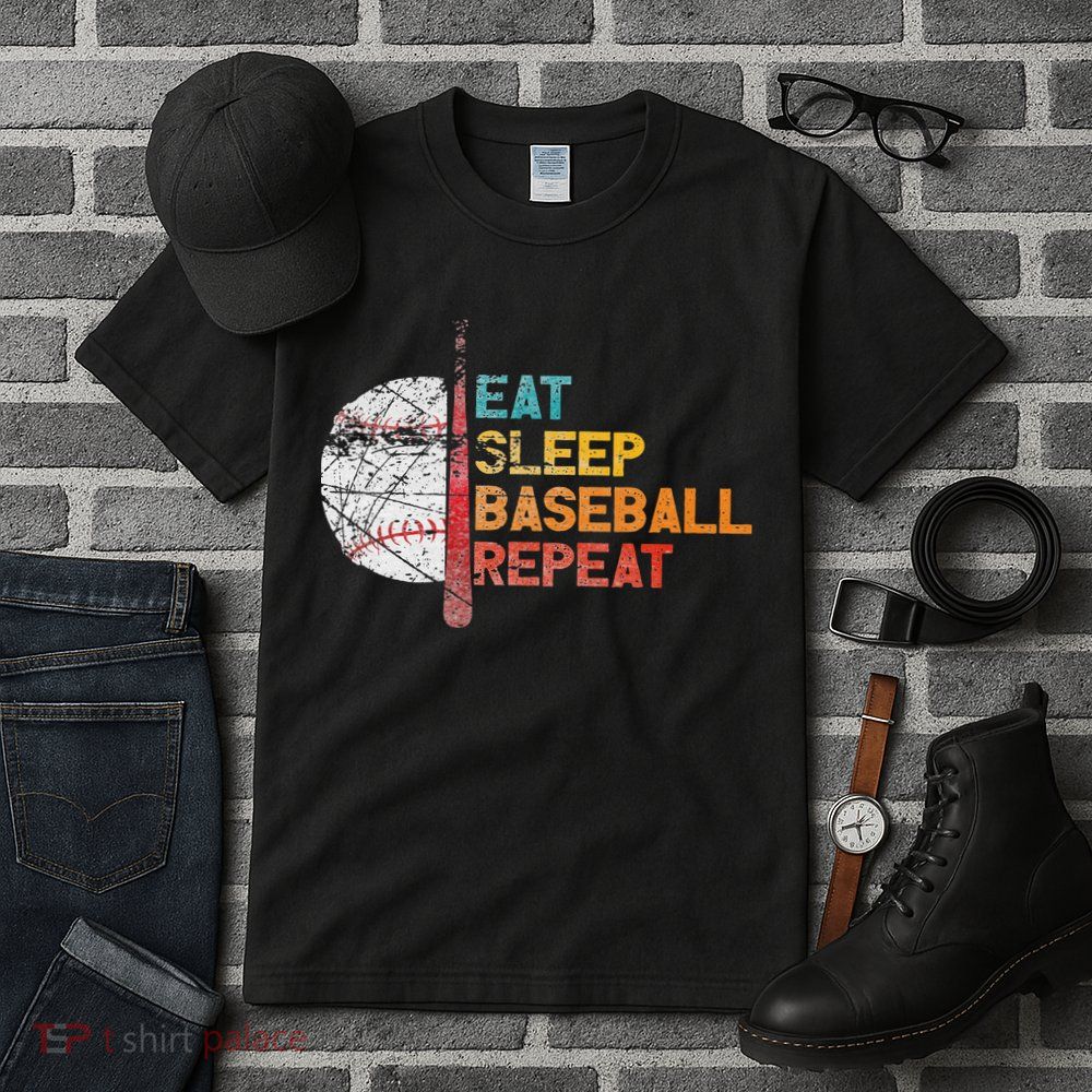 Eat Sleep Baseball Repeat retro vintage baseball player fun Tall T-Shirt