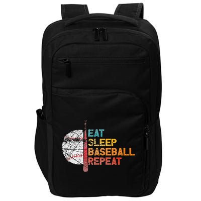 Eat Sleep Baseball Repeat retro vintage baseball player fun Impact Tech Backpack