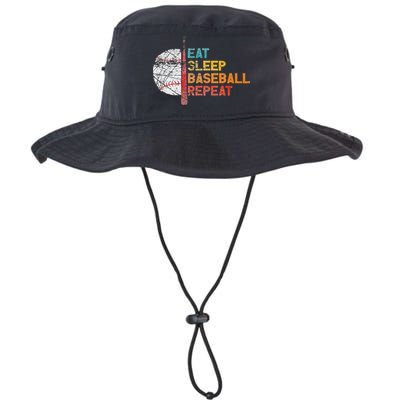 Eat Sleep Baseball Repeat retro vintage baseball player fun Bucket Hat