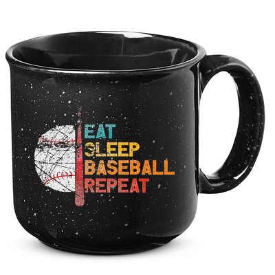 Eat Sleep Baseball Repeat retro vintage baseball player fun 15oz Campfire Ceramic Mug