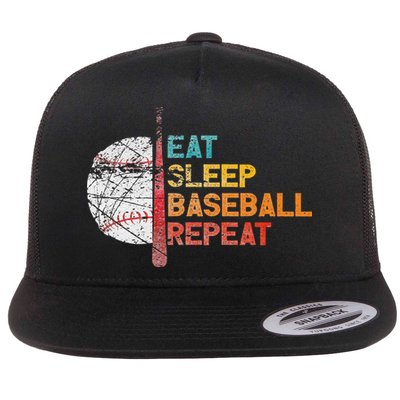 Eat Sleep Baseball Repeat retro vintage baseball player fun Flatbill Hat