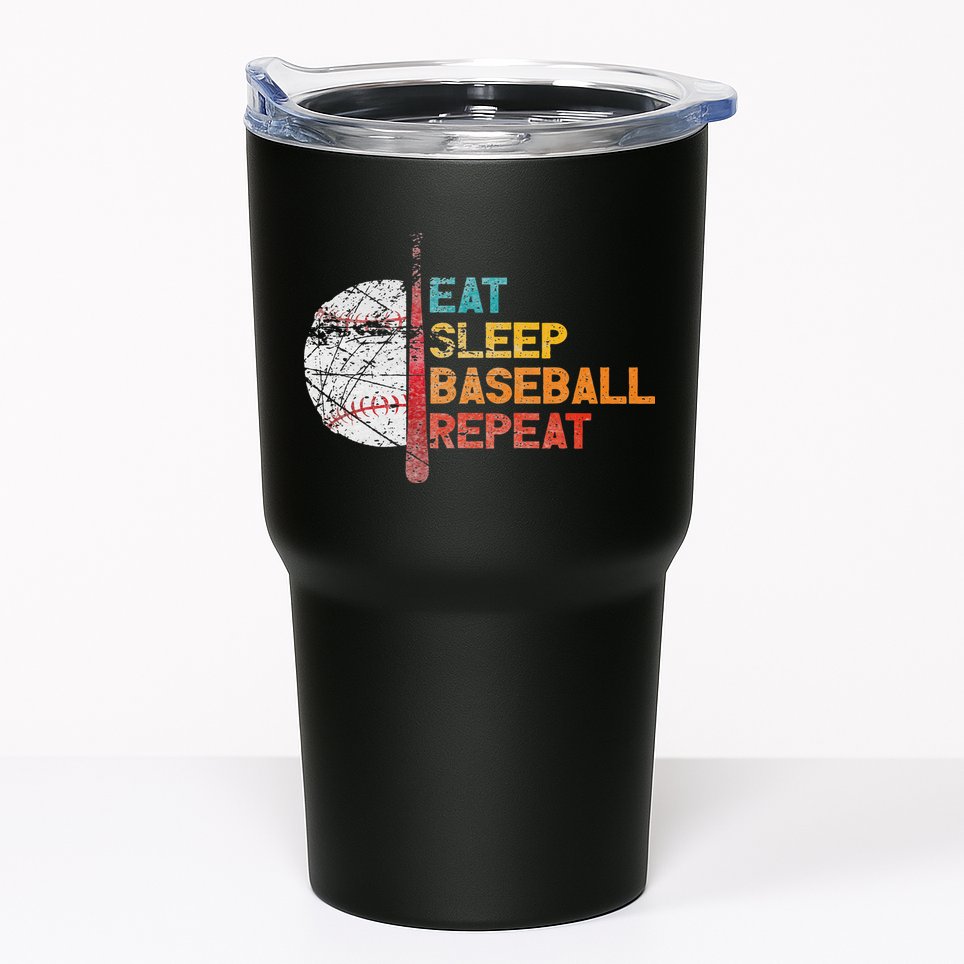 Eat Sleep Baseball Repeat retro vintage baseball player fun Tumbler