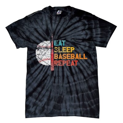 Eat Sleep Baseball Repeat retro vintage baseball player fun Tie-Dye T-Shirt