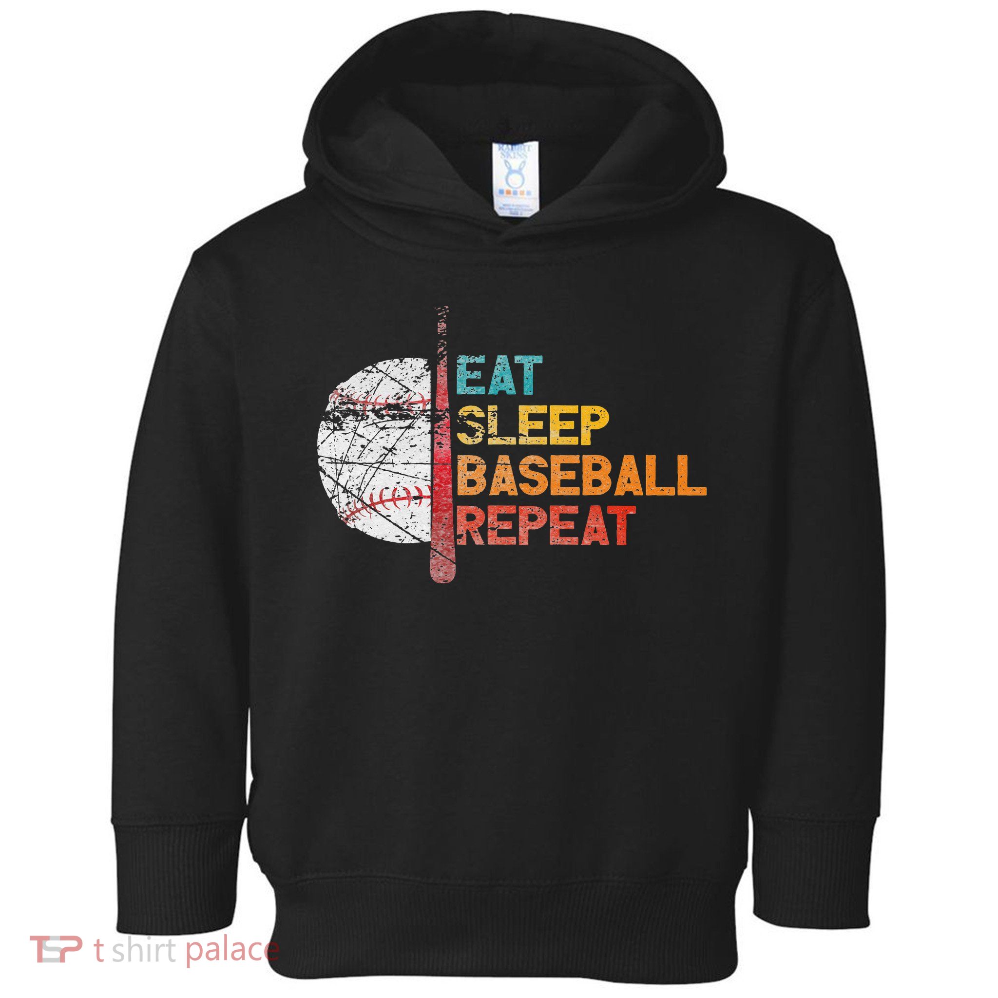 Eat Sleep Baseball Repeat retro vintage baseball player fun Toddler Hoodie