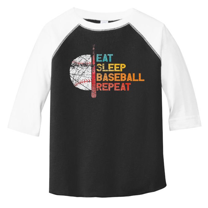 Eat Sleep Baseball Repeat retro vintage baseball player fun Toddler Fine Jersey T-Shirt