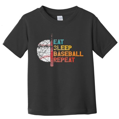 Eat Sleep Baseball Repeat retro vintage baseball player fun Toddler T-Shirt