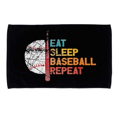 Eat Sleep Baseball Repeat retro vintage baseball player fun Microfiber Hand Towel