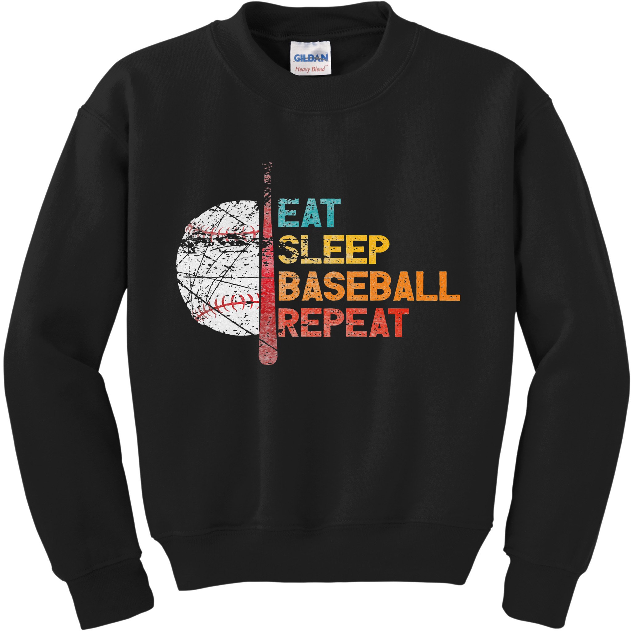Eat Sleep Baseball Repeat retro vintage baseball player fun Kids Sweatshirt