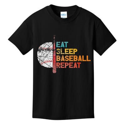 Eat Sleep Baseball Repeat retro vintage baseball player fun Kids T-Shirt