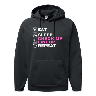 Eat Sleep Check My Lineup Repeat Fantasy Football Fantasy Football Fanatics Performance Fleece Hoodie