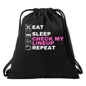 Eat Sleep Check My Lineup Repeat Fantasy Football Fantasy Football Fanatics Drawstring Bag