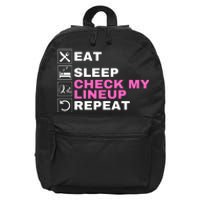 Eat Sleep Check My Lineup Repeat Fantasy Football Fantasy Football Fanatics 16 in Basic Backpack