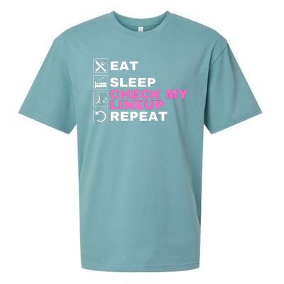 Eat Sleep Check My Lineup Repeat Fantasy Football Fantasy Football Fanatics Sueded Cloud Jersey T-Shirt