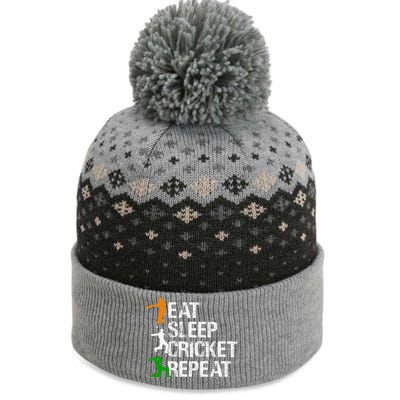 Eat Sleep Cricket Repeat Funny Cricket Sports Fans The Baniff Cuffed Pom Beanie