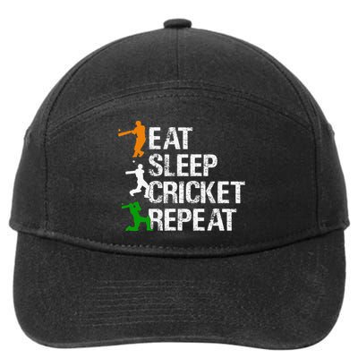 Eat Sleep Cricket Repeat Funny Cricket Sports Fans 7-Panel Snapback Hat