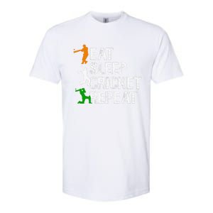 Eat Sleep Cricket Repeat Funny Cricket Sports Fans Softstyle CVC T-Shirt