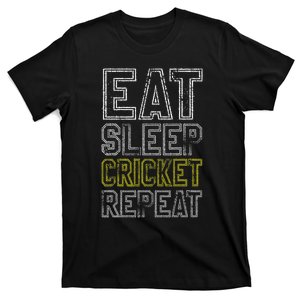 Eat Sleep Cricket Repeat Funny Cricket Sports Fans T-Shirt