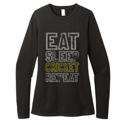 Eat Sleep Cricket Repeat Funny Cricket Sports Fans Womens CVC Long Sleeve Shirt