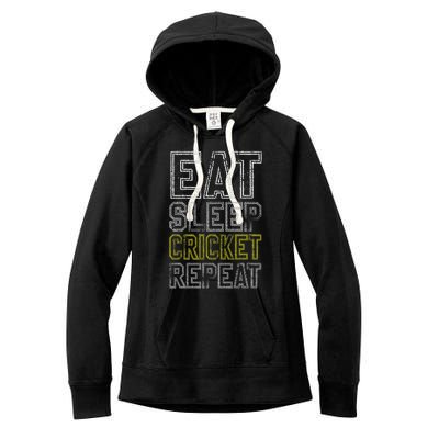 Eat Sleep Cricket Repeat Funny Cricket Sports Fans Women's Fleece Hoodie