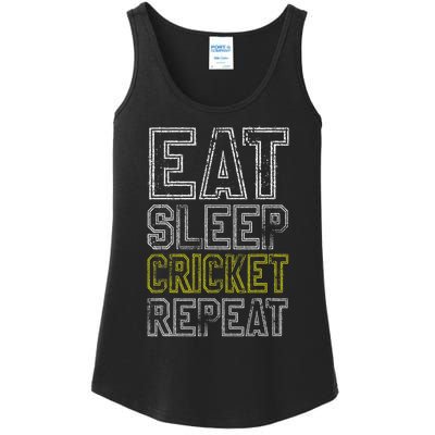 Eat Sleep Cricket Repeat Funny Cricket Sports Fans Ladies Essential Tank