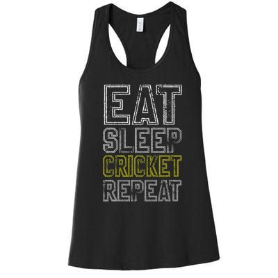 Eat Sleep Cricket Repeat Funny Cricket Sports Fans Women's Racerback Tank