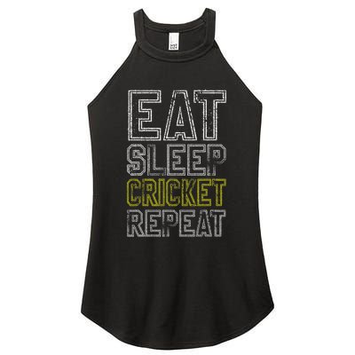 Eat Sleep Cricket Repeat Funny Cricket Sports Fans Women's Perfect Tri Rocker Tank